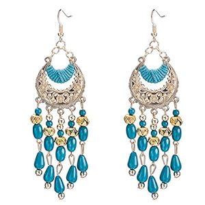 Yellow Chimes Blue Beads Dangle Earrings for Women and Girls : Amazon ...