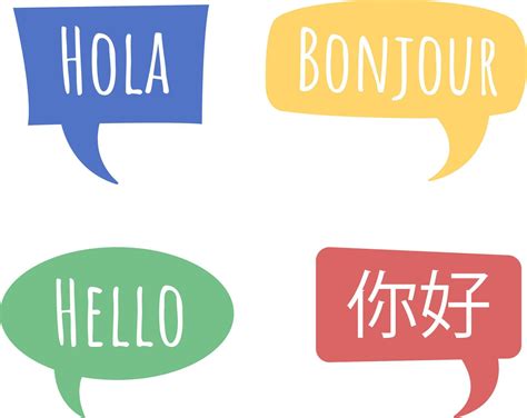 Saying hello in different languages semi flat color vector speech ...