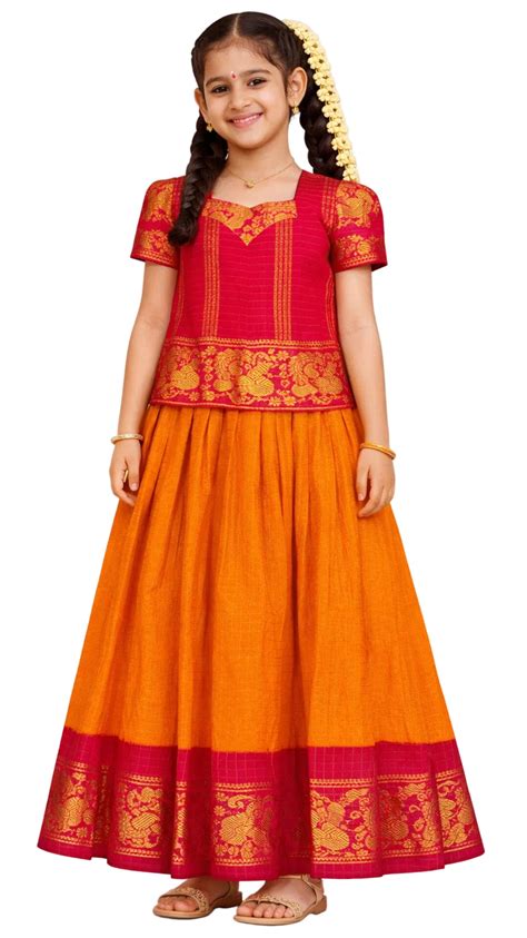 Traditional Rani Sungudi Cotton Kids Pavadai Sattai — Athvaitha