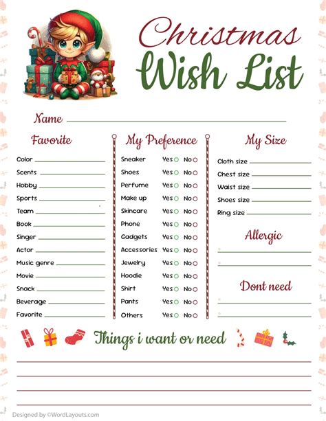 Minimalist Christmas Wish List Template - WordLayouts