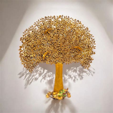 Aakrati Brass Tree of life with root and branches in yellow finishing ...