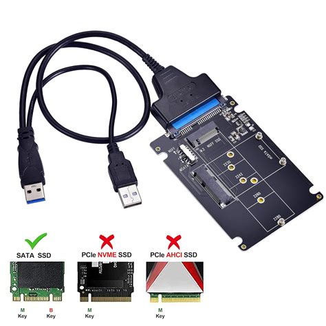 KBR M.2 NGFF or mSATA to USB or SATA 3.0 Adapter, 2-in-1 NGFF or mSATA ...