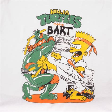 VINTAGE BART SIMPSON X NINJA TURTLES TEE SHIRT 1990S SIZE LARGE MADE I ...