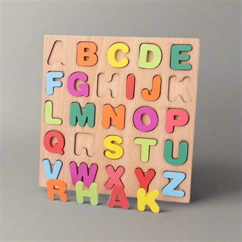 Wooden Alphabet Puzzle Board for Toddlers - Montessori Educational Toy ...