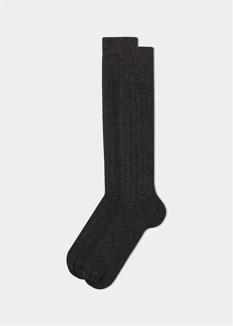 Men’s Long Ribbed Socks with Wool & Cashmere | Calzedonia