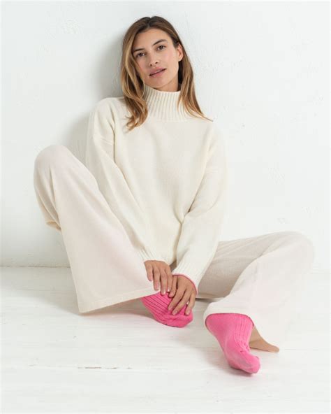 Chalk White Cashmere Funnel Sweater – Baker Miller Pink