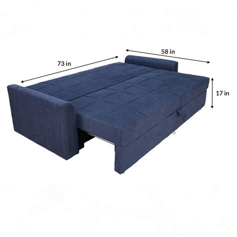 Buy Nismaaya Ines Fabric Sofa Cum Bed In Navy Blue with Storage ...