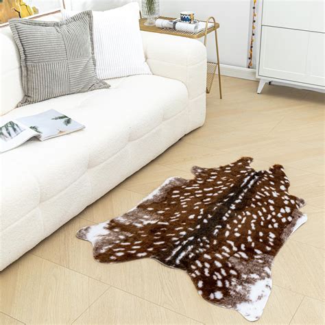 Amazon.com: Faux Sika Deer Print Hide Rug Faux Fur Cowhide Area Rug ...