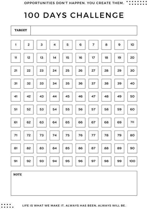 Minimalist White 100 Days Challenge Habit Checklist Planner - Printable ...
