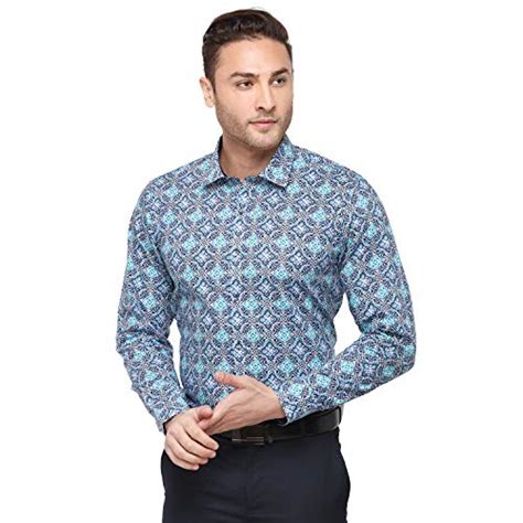 Buy WYRE Men's Sky Blue & Grey Cotton Blend Printed Shirt (6CSC_39) at ...