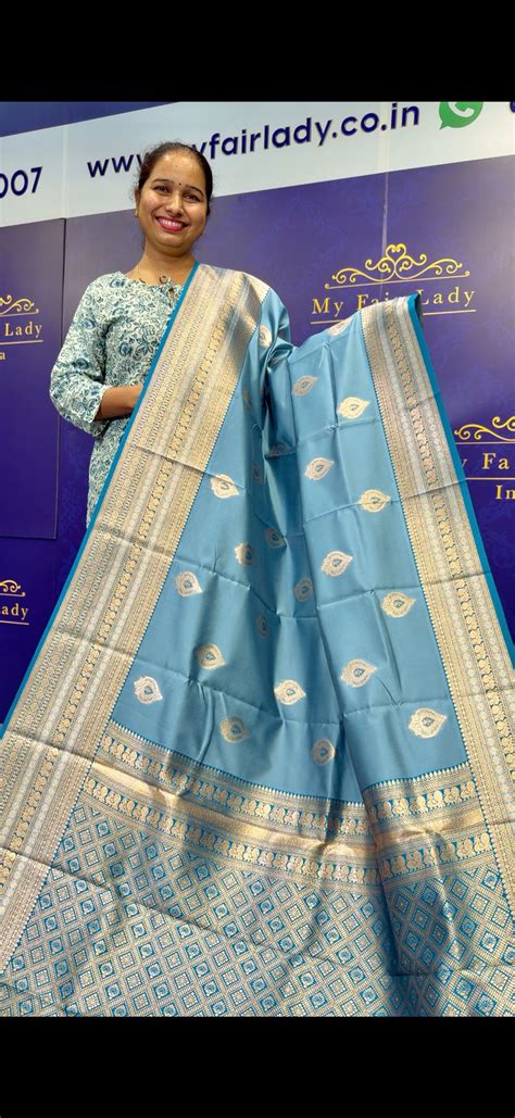 Butta Semi-Silk Saree Blue Colour - [Code 878] – My Fair Lady