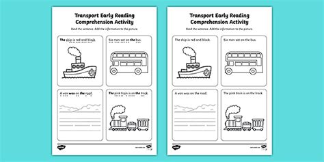 Transport-Themed Phase 4 EYFS Reading Comprehension Activity