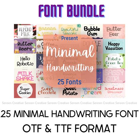 MF13 Minimal Handwriting Handwritten Font Bundle (OTF and TTF) For Ipad ...