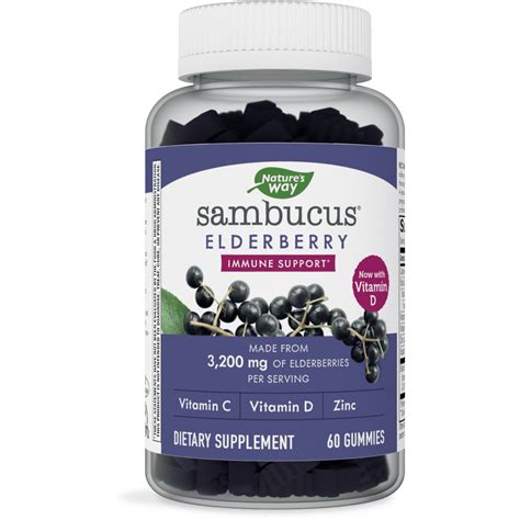 Sambucus Elderberry Immune Support Gummies with Vitamins C, D, and Zinc ...