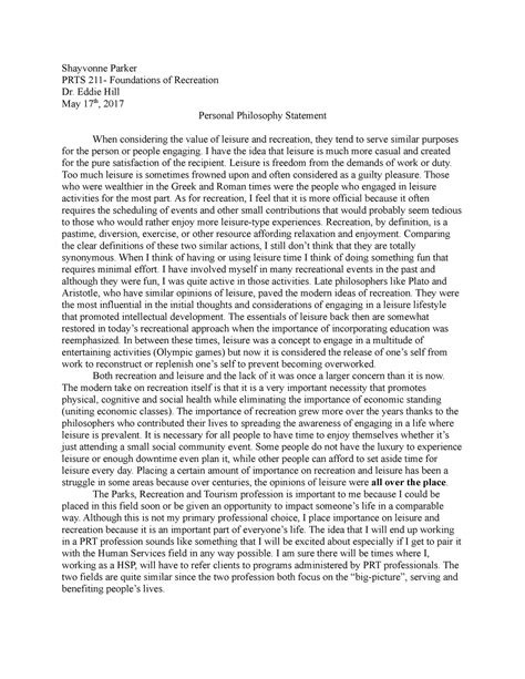 Personal Philosophy Examples at Savannah Derrington blog