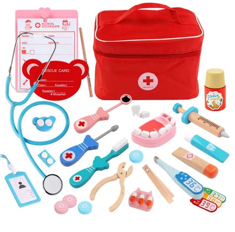 Wooden doctor set with real stethoscope (20 pcs ) – Brainwave61