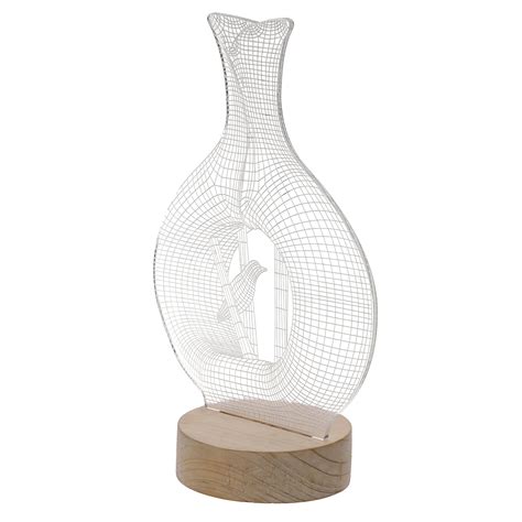 Pot with Bird Design Carved on Acrylic & Wood Base Night Lamp – eCraftIndia