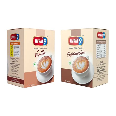 Jivraj 9 Instant Coffee Premix Flavoured with Vanilla & Cappuccino ...