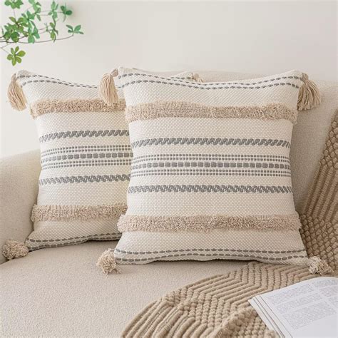 Amazon.com: AELS Boho Decorative Textured Throw Pillow Covers with ...