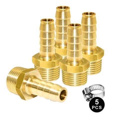 Joywayus Brass Barb Fittings,1/2" Hose Barb x 1/4" Male NPT Adapter ...