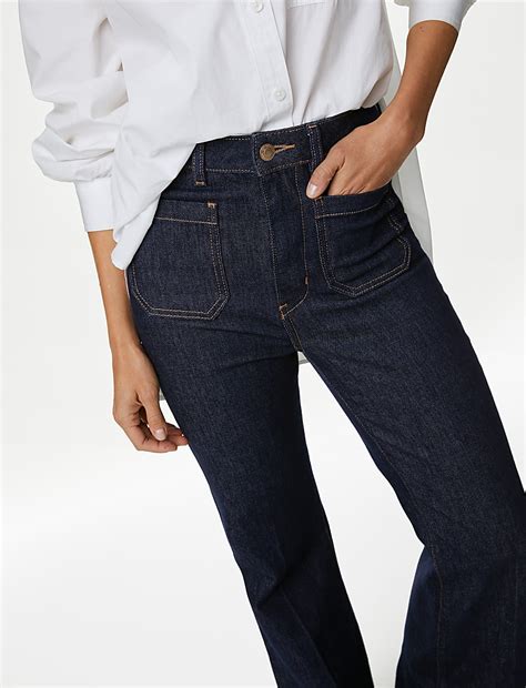 Buy Patch Pocket Flare High Waisted Jeans at Marks & Spencer
