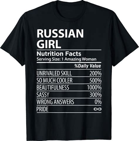 Russian Girl Nutrition Facts Funny Womens Russia T-Shirt - Walmart.com