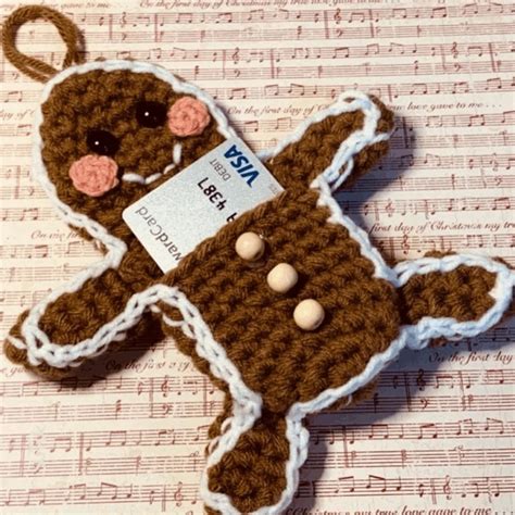 Cute Crochet Gingerbread Man Pattern for Card Holders - All Thing Crafts