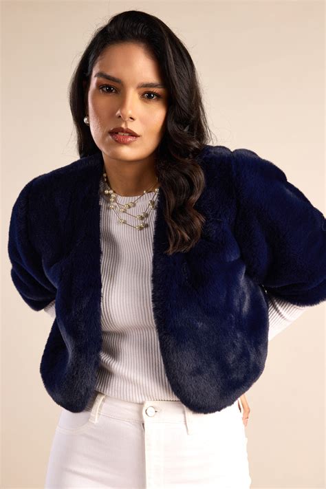 Cropped Faux Fur Jacket – Pinwheel