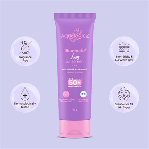 Illuminate+ Dewy Sunscreen SPF 50+ PA++++ with Wild Berries & Alpha Ar ...