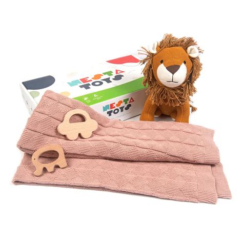 Nesta Toys | Newborn Baby Gift Set – Organic Swaddle, Lion Plush Toy ...