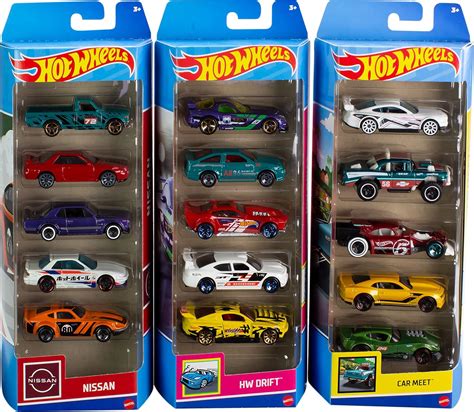 Comprar Hot Wheels Set of 15 Toy Cars or Trucks, 3 Themed 5-Packs of 1: ...