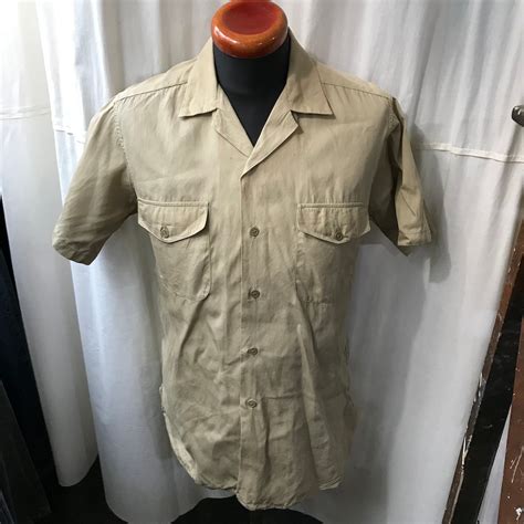 ~60's vintage CREIGHTON U.S.N UNIFORM アメリカ海軍 マチ付き開襟シャツ メンズM | used ...