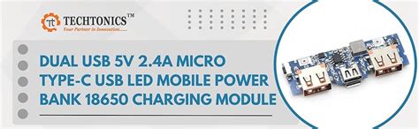 Techtonics Dual USB 5V 2.4A Micro/Type-C USB LED Mobile Power Bank ...