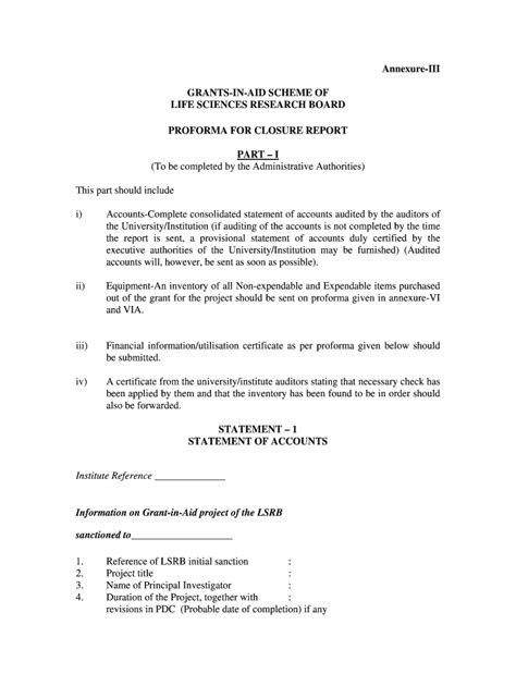 Fillable Online Proforma for Closure Report - DRDO Fax Email Print ...