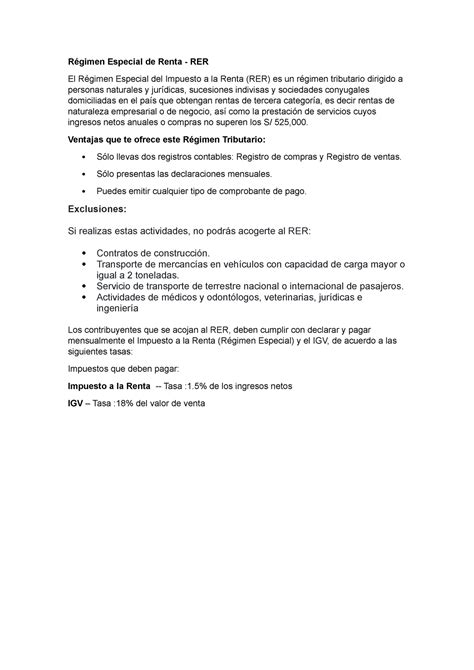 Régimen Especial de Renta - Ventajas que te ofrece este Régimen ...