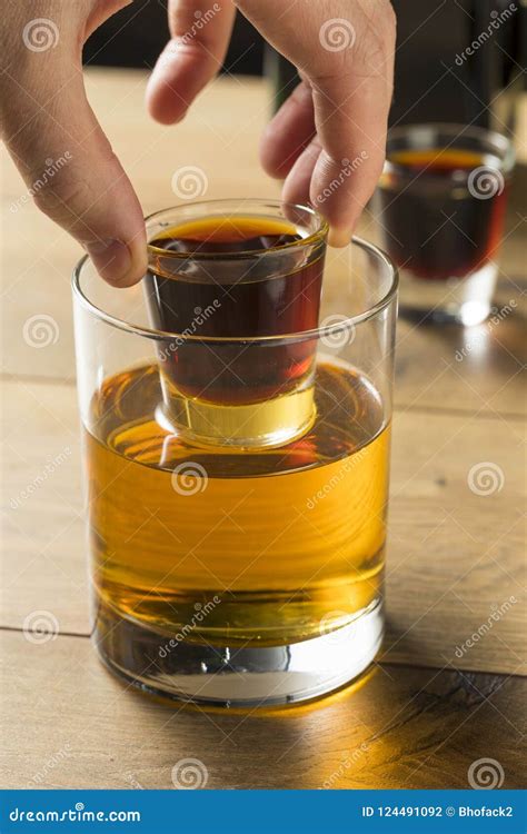 Boozy Bomb Shots with LIquor and Energy Drink Stock Photo - Image of ...