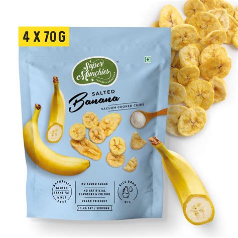 SUPER MUNCHIES Vacuum Cooked Salted Banana Chips, Vegan, Gluten Free ...