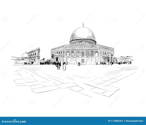 Israel. Jerusalem. Temple Mount. Dome of the Rock. Vector Illustration. Stock Vector ...