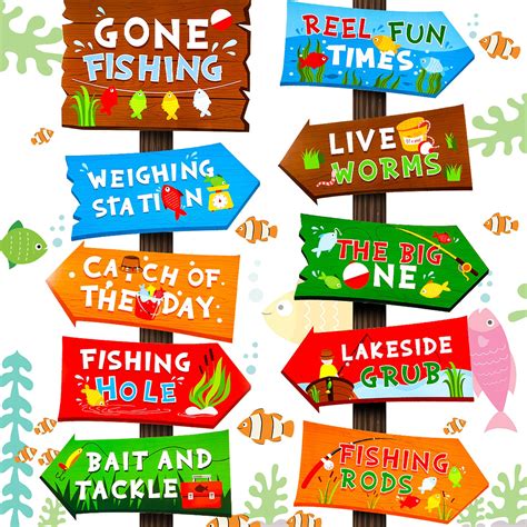 Buy 20 Pieces Gone Fishing Party Directional Signs The Big One Welcome ...
