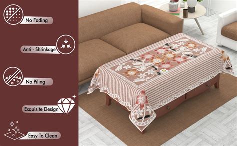 Buy Yellow Weaves Polyester Floral Designer Rectangular Center Table ...