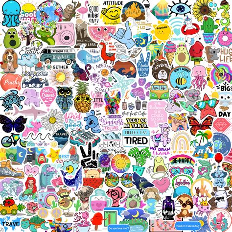 Buy 210 Stickers for Water Bottles Laptop Skateboard Computer Cute ...
