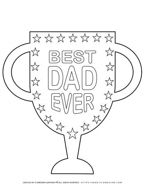 Father's Day - Coloring Page - Best Dad Ever Trophy | Planerium