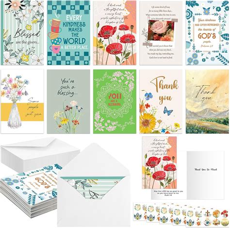 Amazon.com : Affrolling 50 Pack Religious Christian Thank You Cards ...