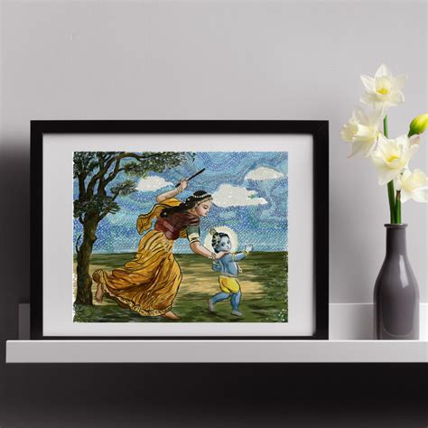 Yashoda chasing naughty Kanha - all 3 sizes – liras studio