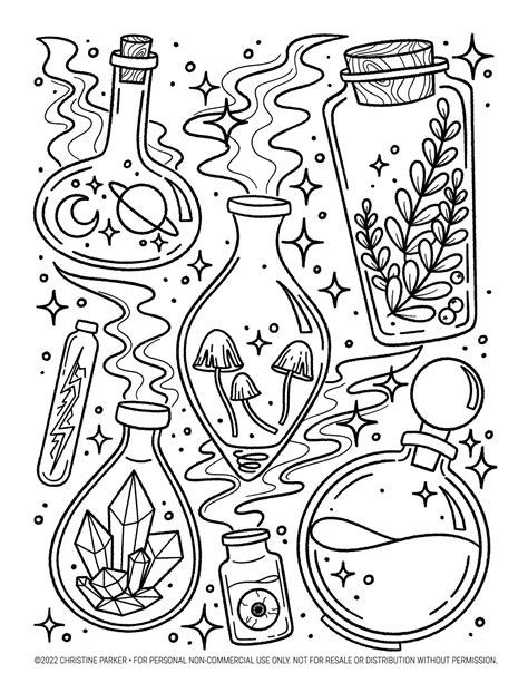 Coloring Page Witchy Potions | Witch coloring pages, Coloring pages ...