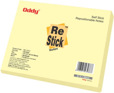 Re-stick Paper Notes 3x5 (Yellow) – buysupplies.in