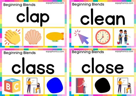 CL Beginning Blends Clip Cards Read The Words And Clip The Correct Images Set 1 - ezpzphonics.com