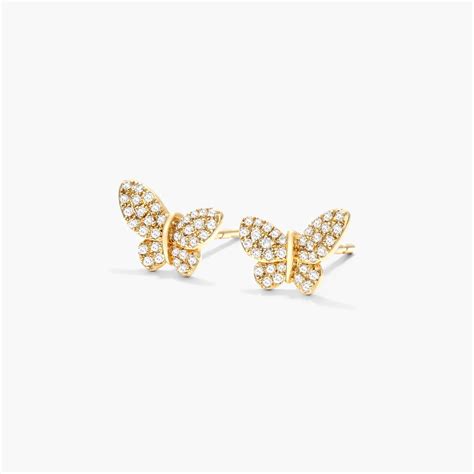 Petite Butterfly Diamond Earrings In 14K Yellow Gold-81206y14