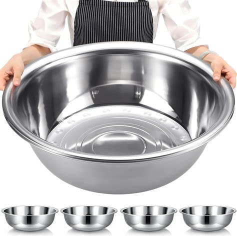 Nuogo 4 Pcs Stainless Steel Mixing Bowls Metal Mixing Bowls Extra Large ...
