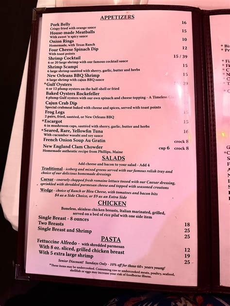 Menu at Beef 'N Bottle Steakhouse, Charlotte